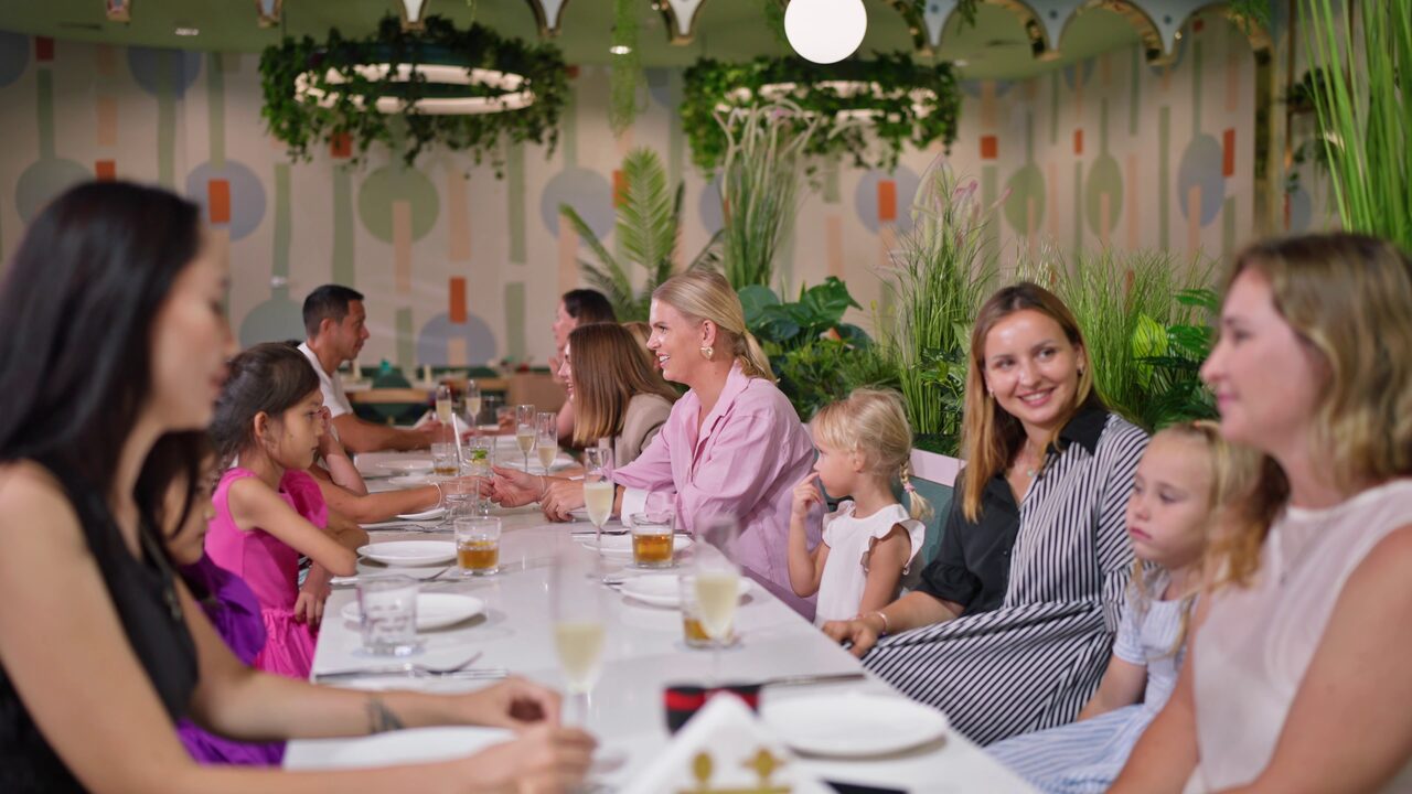 Families dining together in the OTO restaurant