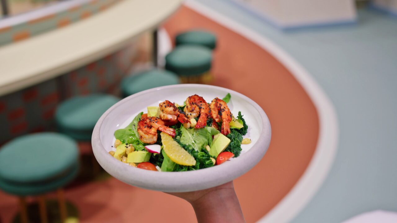 Chef-prepared prawn and avocado salad